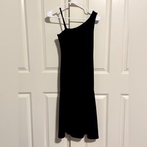 Banana Republic Dress Womens XXS Black Convertible Strap Midi Bottom Ruffle